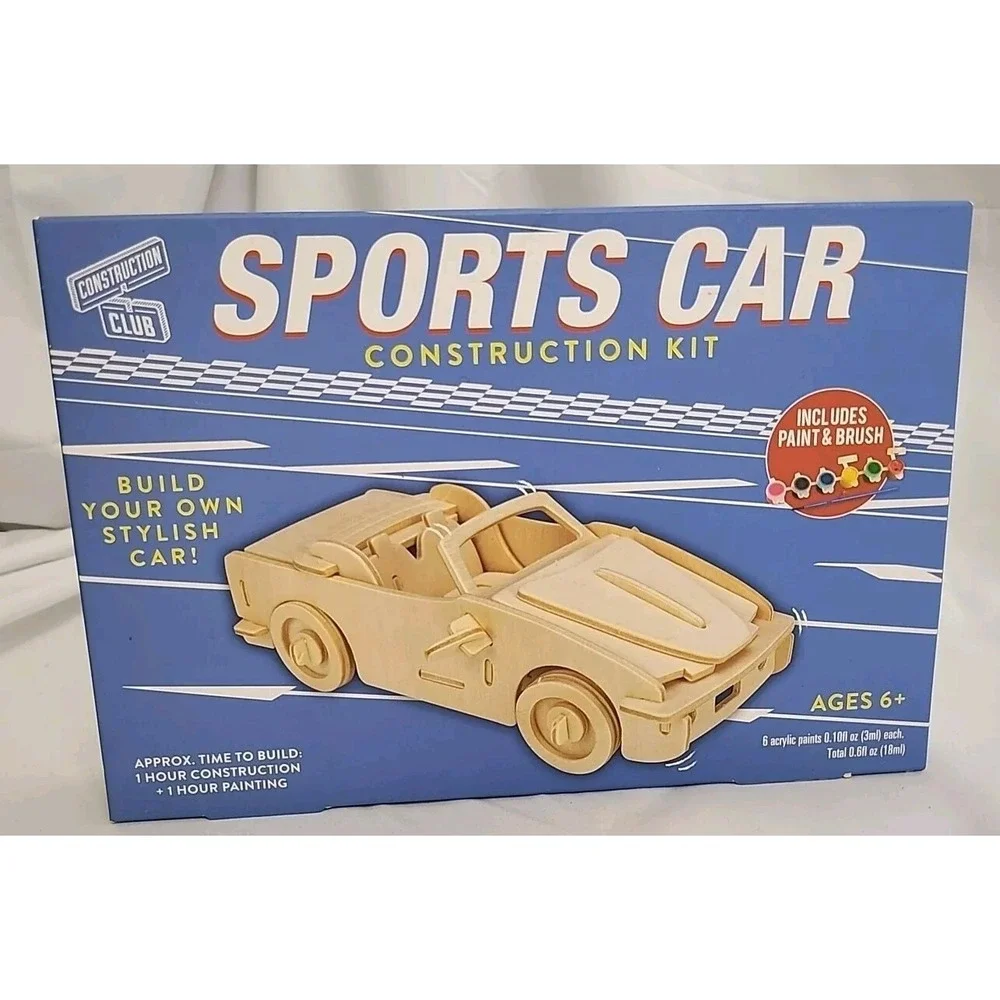 Sports Car Construction Club Kit‎ Wood Build Your Own Convertible Paint Craft